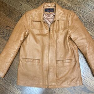 VTG Phase Two Tan Leather Zip Front Jacket Aize Medium Love this!!!